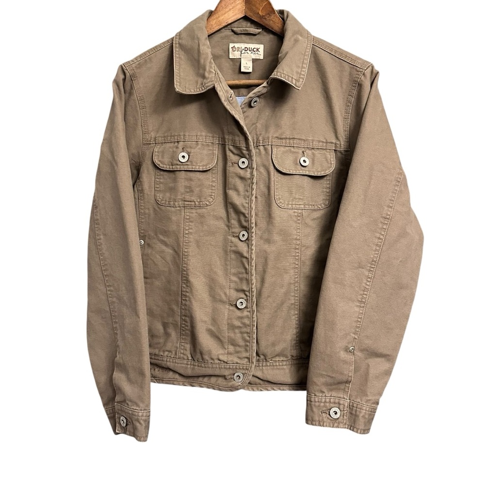 Dri-Duck For Her Canvas Trucker Jacket Brown Chore Coat Women’s Large